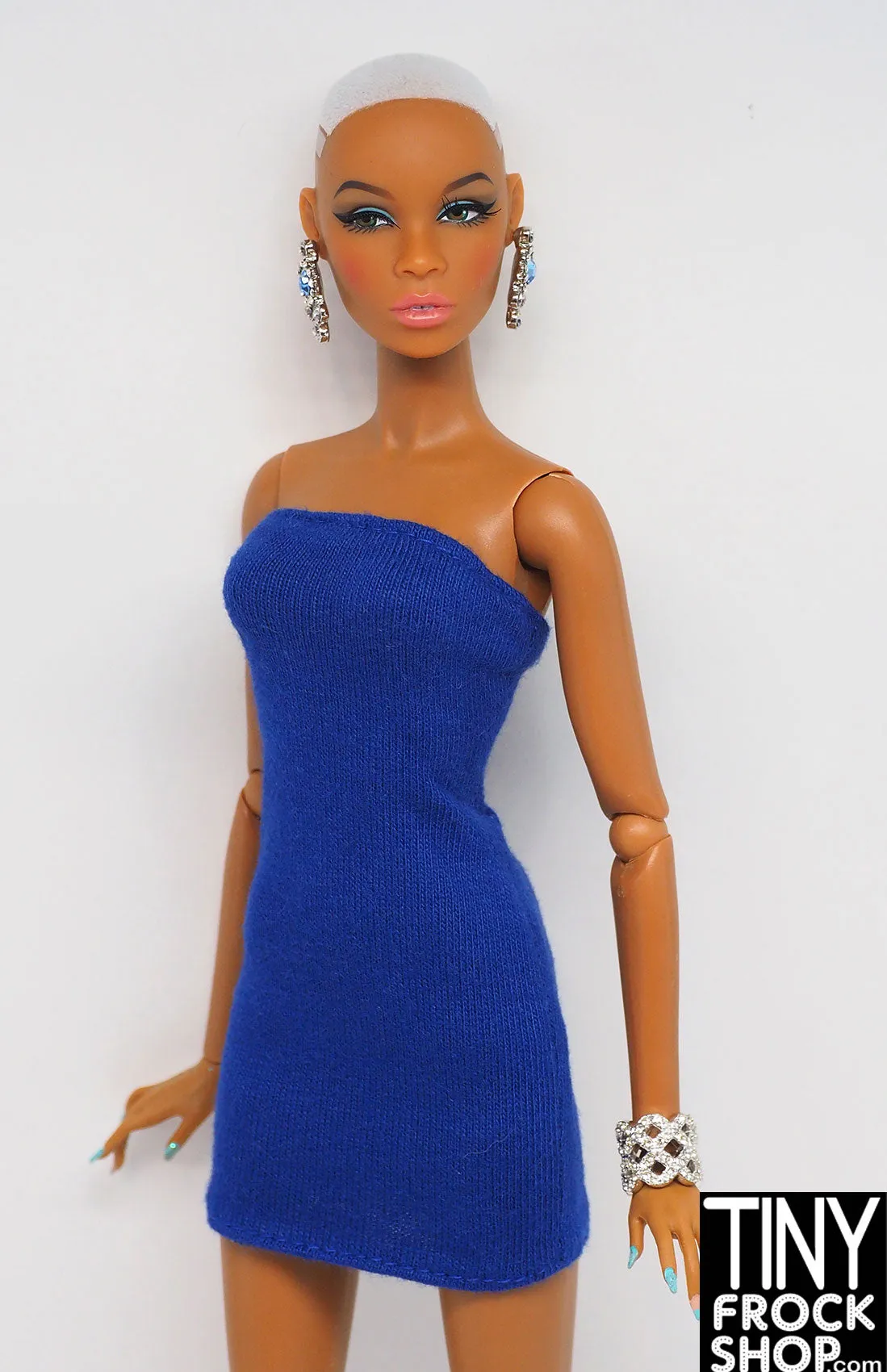 12" Fashion Doll Blue Knit Strapless Dress