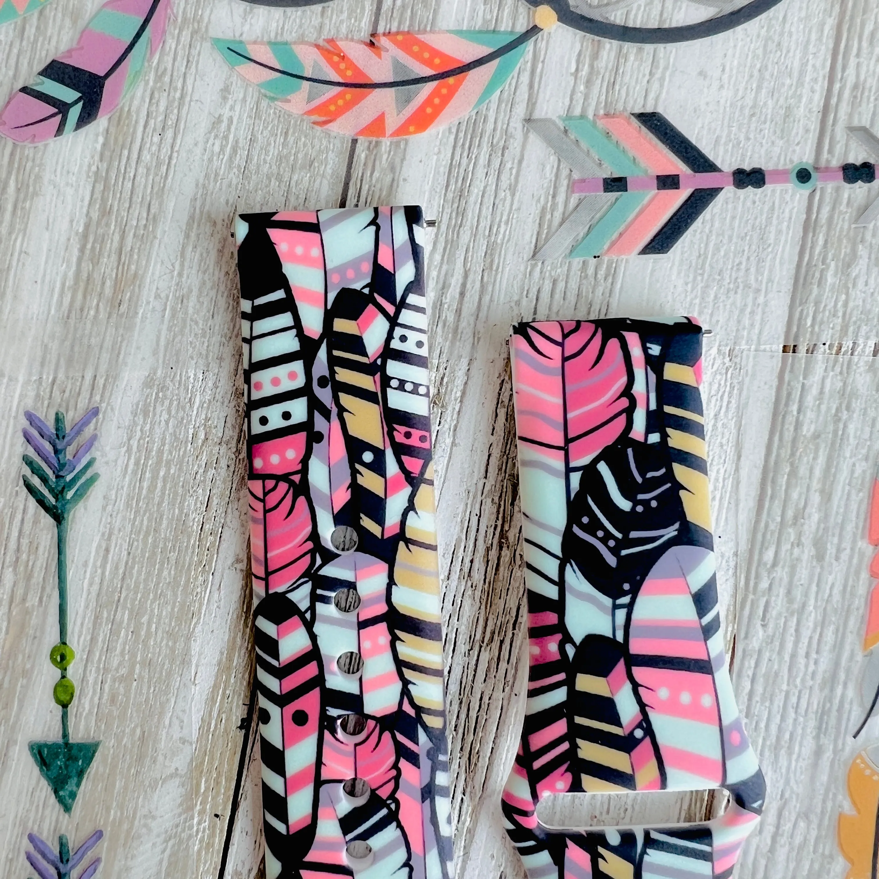 Bohemian Feathers Print Silicone Band For Samsung Watch