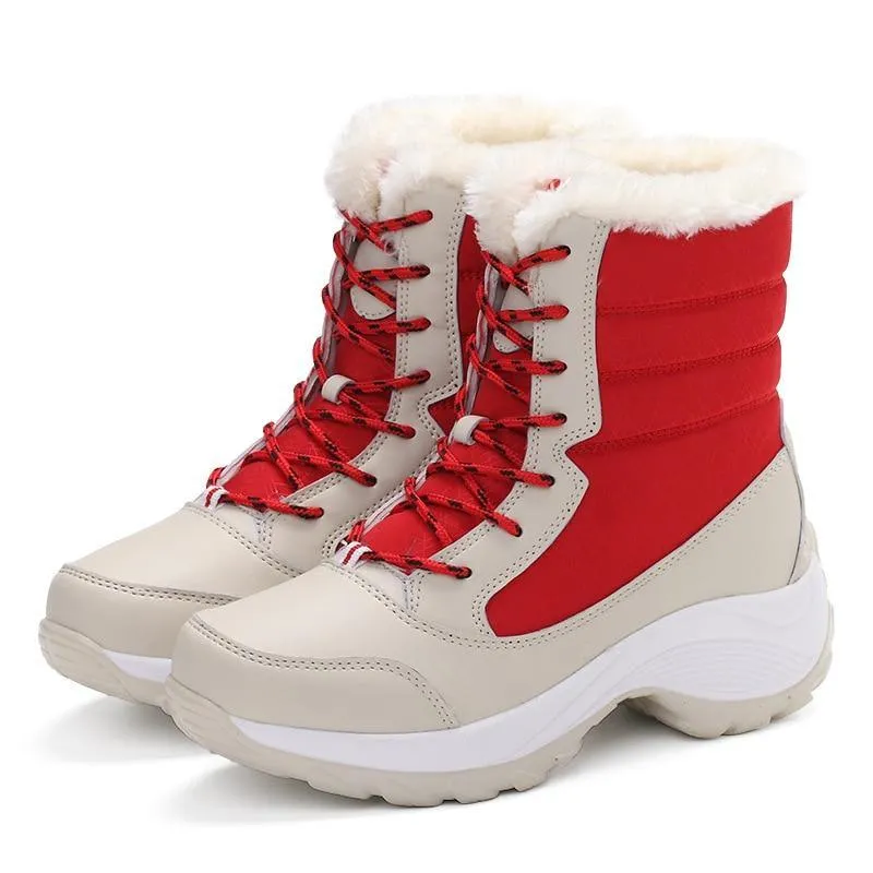 Chic FUR Womens Waterproof Winter Snow Ankle Boots Shoes