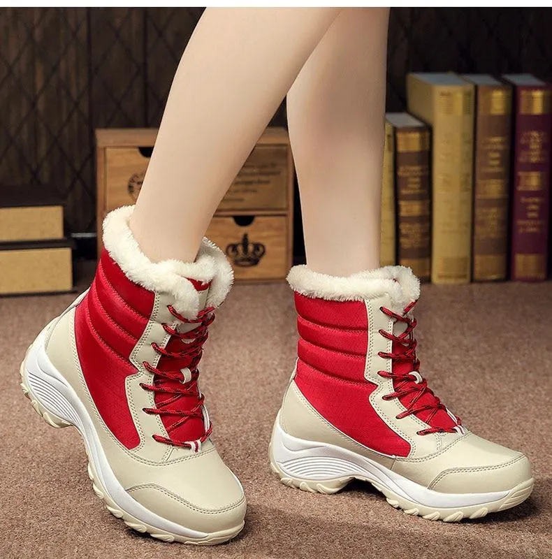 Chic FUR Womens Waterproof Winter Snow Ankle Boots Shoes