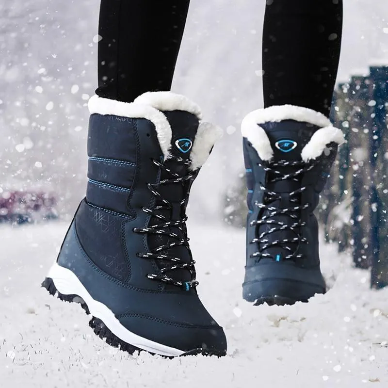 Chic FUR Womens Waterproof Winter Snow Ankle Boots Shoes