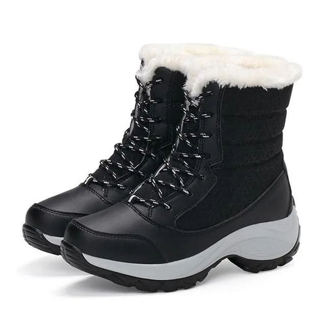 Chic FUR Womens Waterproof Winter Snow Ankle Boots Shoes