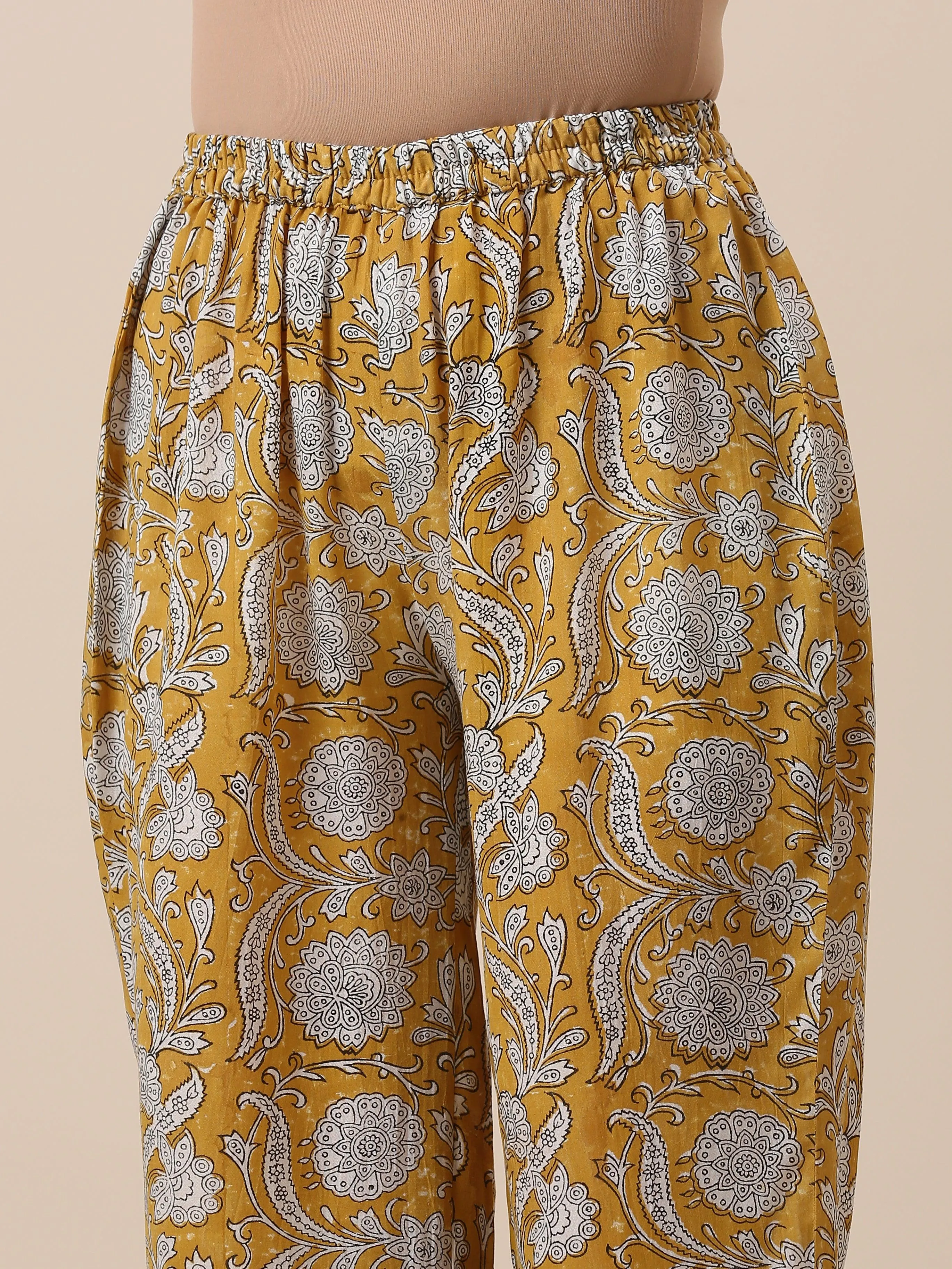 Cotton Hand Block Printed Yellow Co-Ord Set