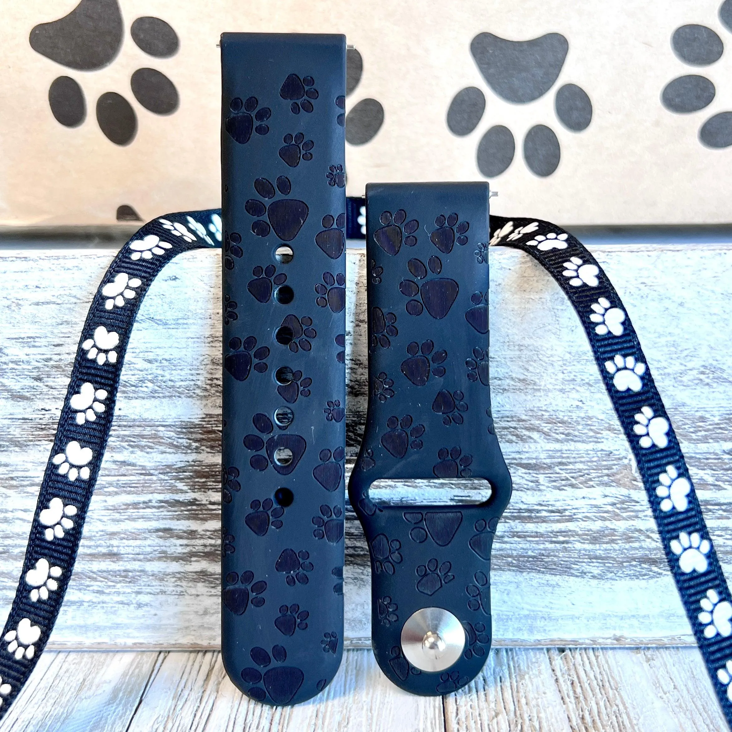 Engraved Black Paw Silicone Band For Samsung Watch