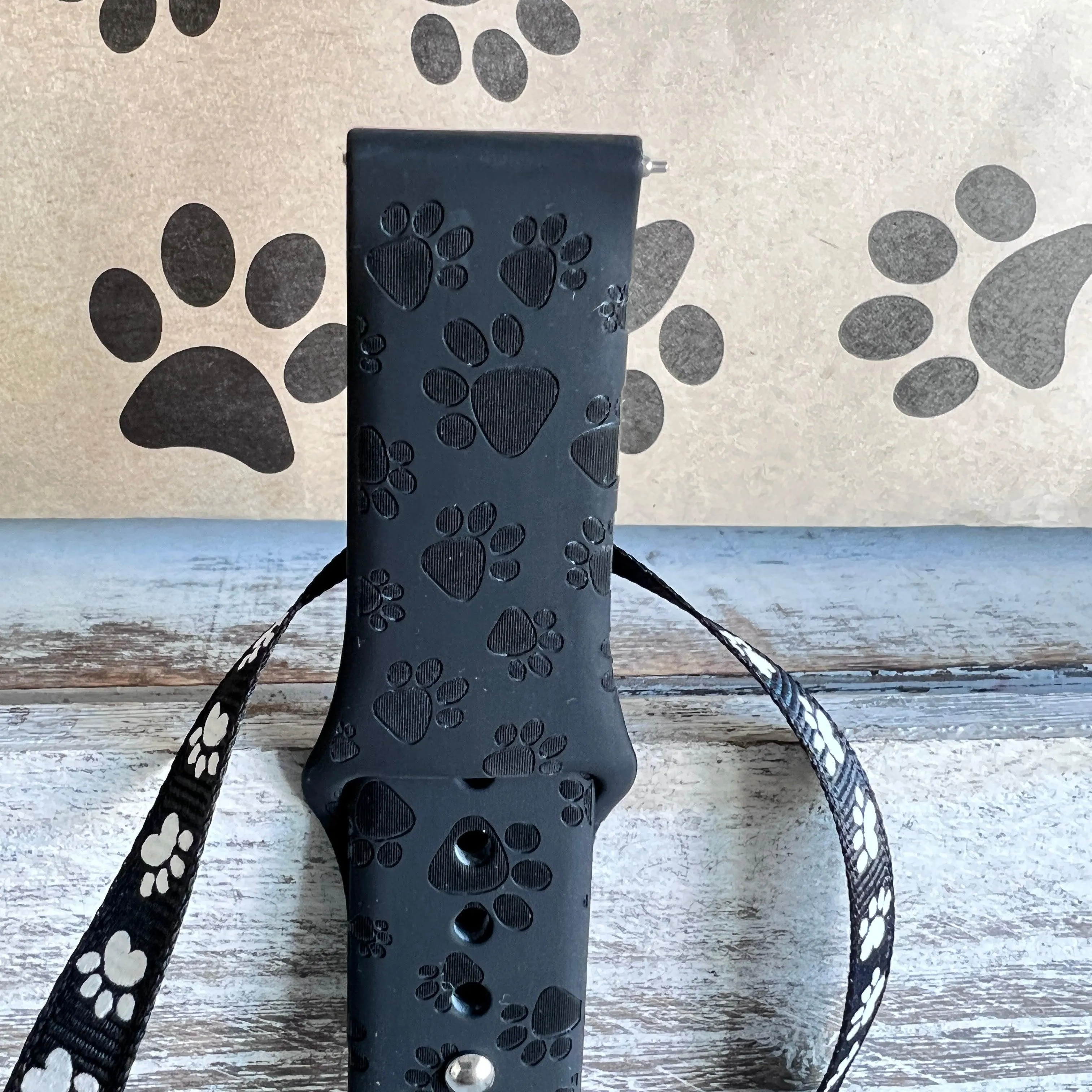 Engraved Black Paw Silicone Band For Samsung Watch