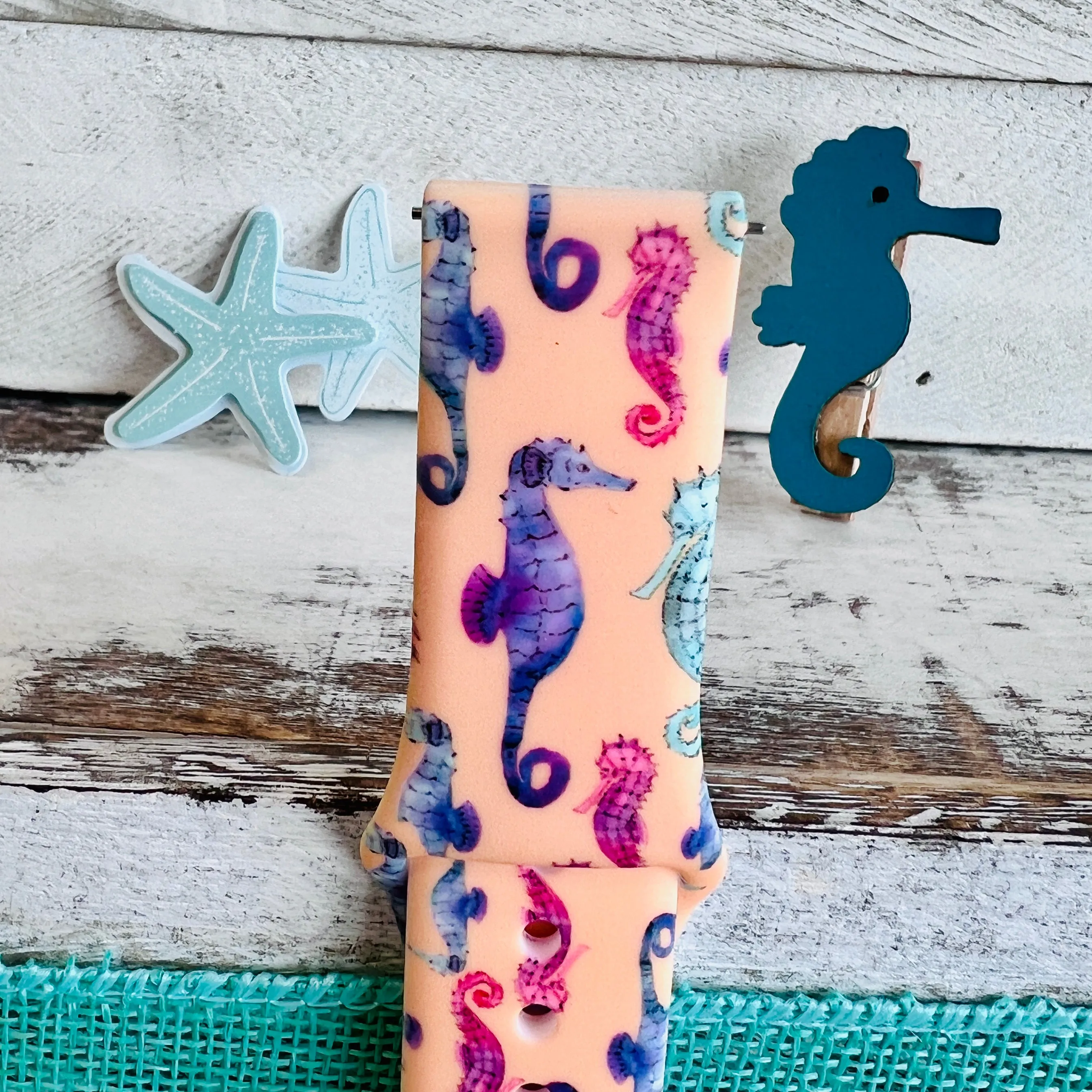 Fancy Seahorses  Print Silicone Band For Samsung Watch
