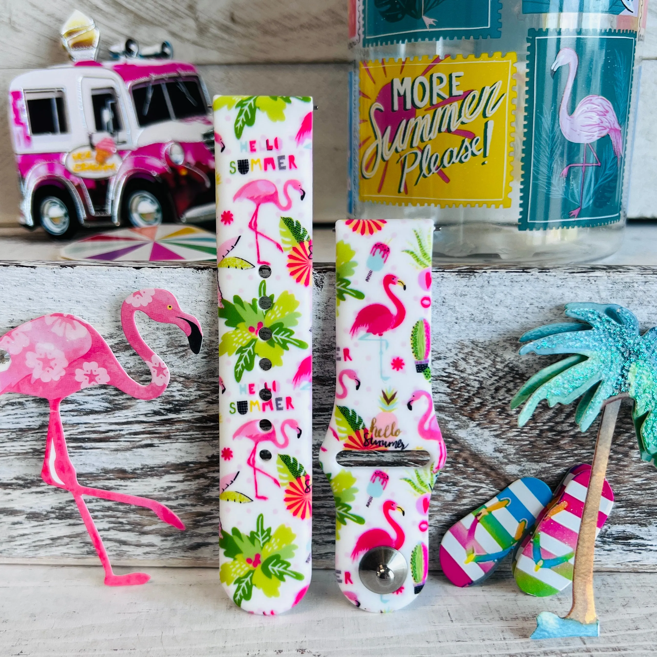 Flamingo Summer Print Silicone Band For Samsung Watch