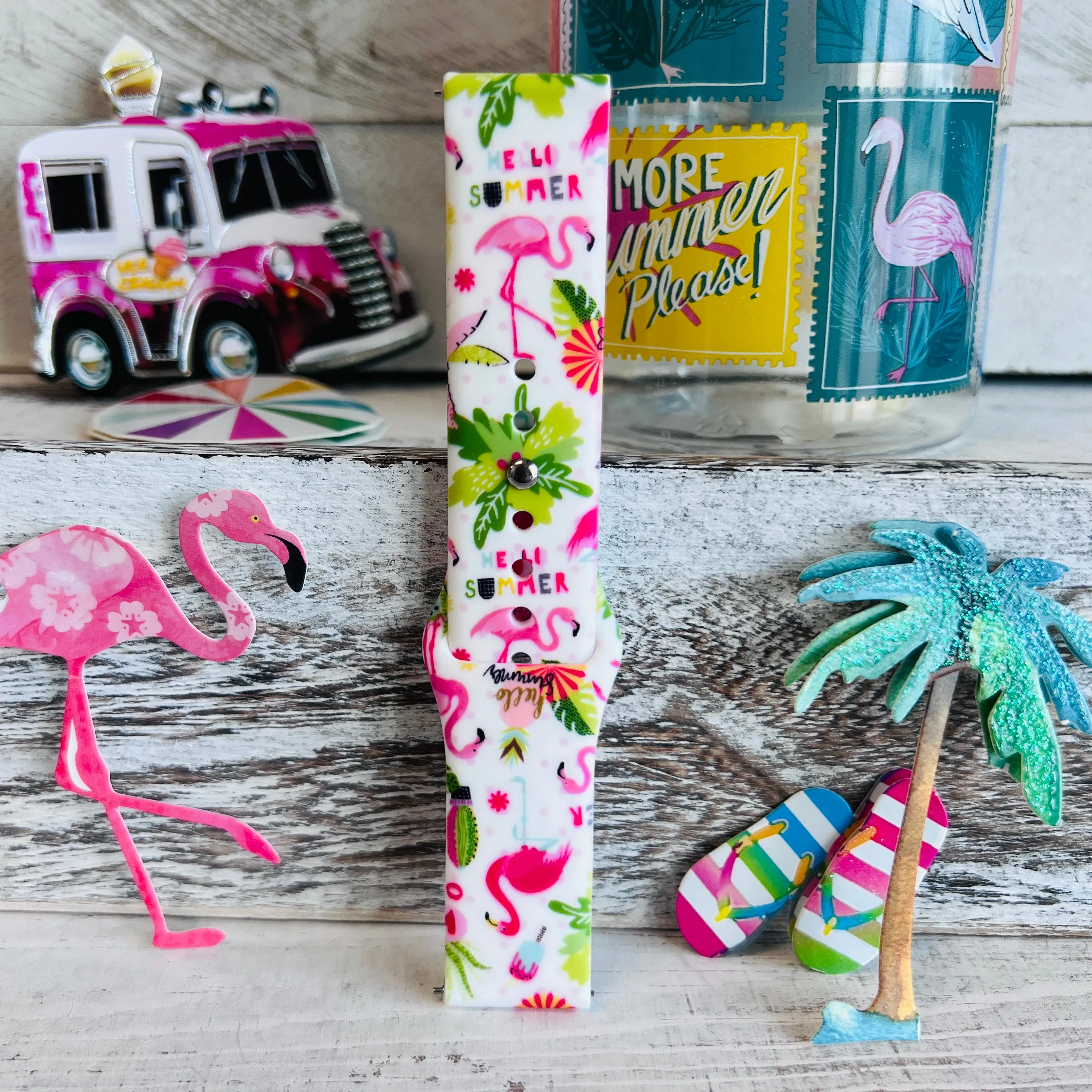 Flamingo Summer Print Silicone Band For Samsung Watch