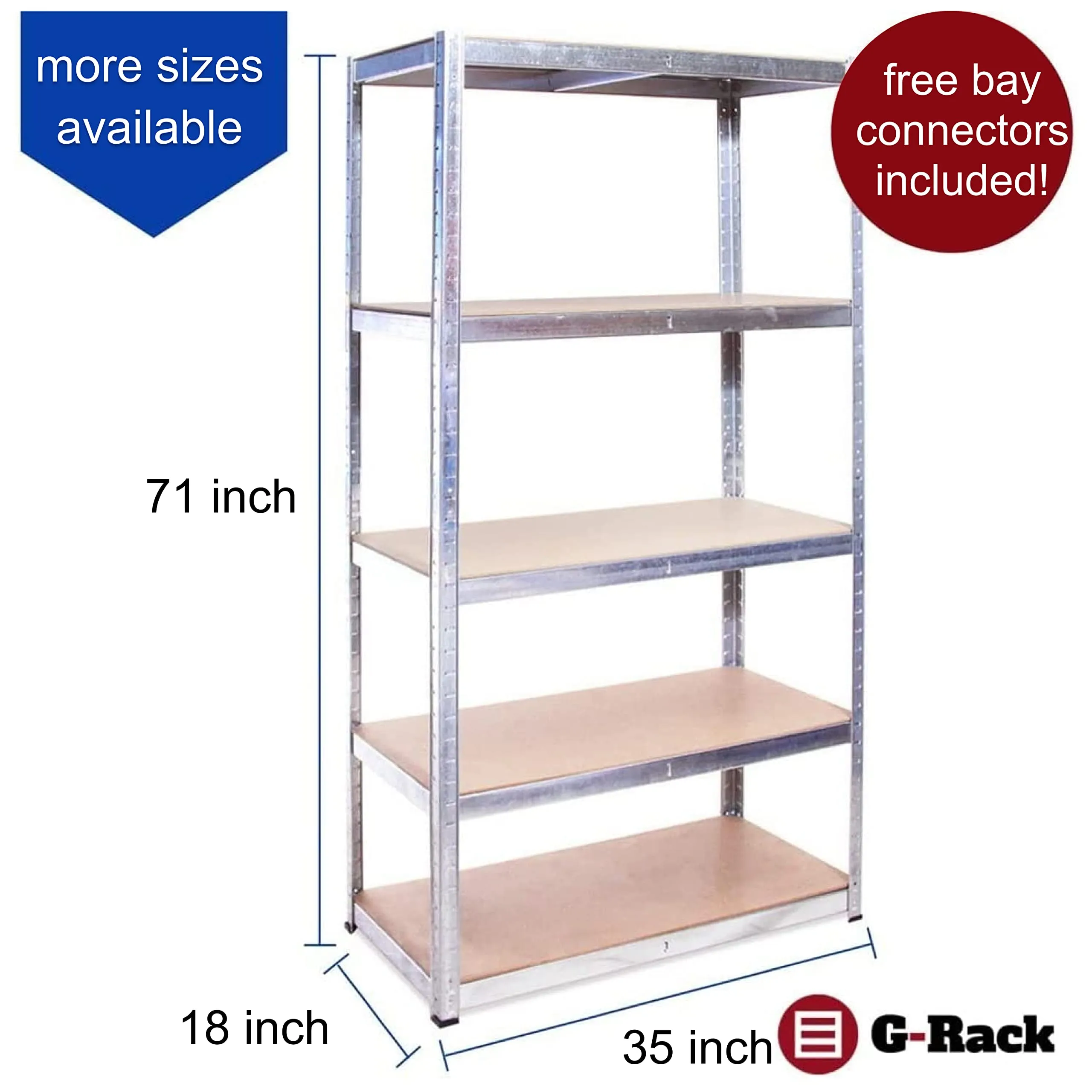 Garage Shelving Units: 71 X 35 X 18 Inches | Heavy Duty Racking Shelves For Storage1