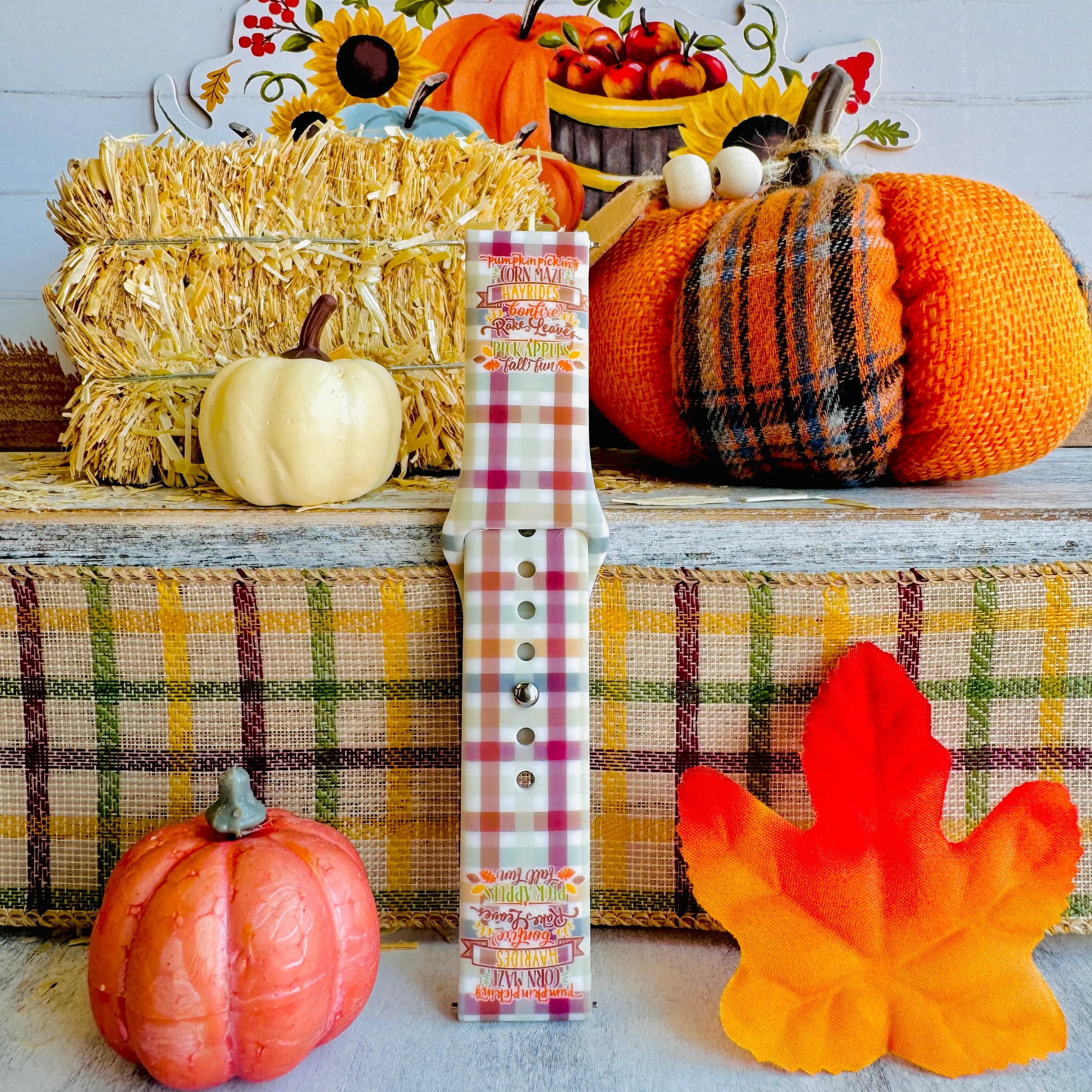 Harvest Plaid Vibes Print Silicone Band For Samsung Watch