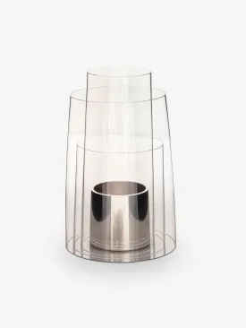 Medium Hurricane Lantern with Polished Sterling Silver Candle Holder by Deborah Ehrlich