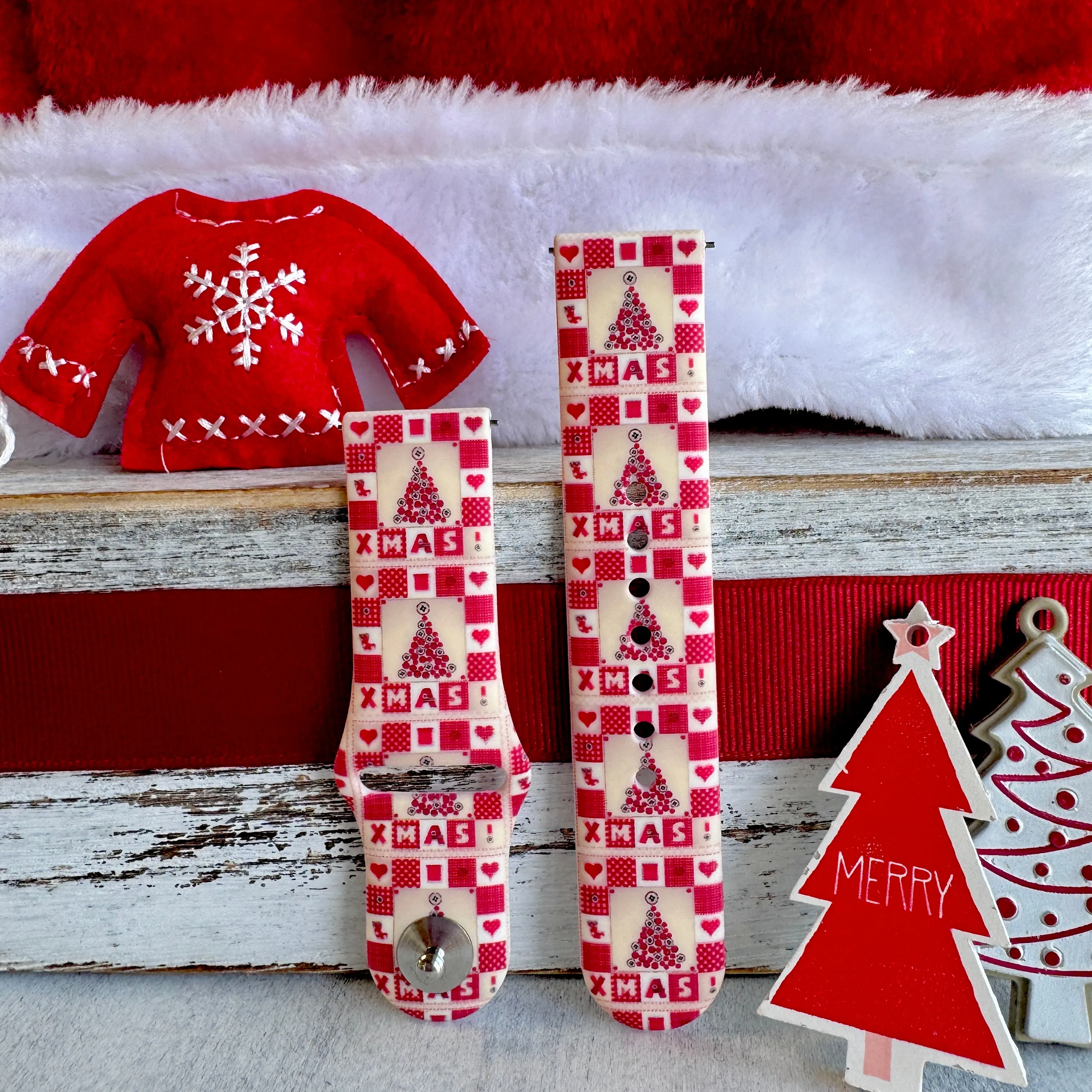 Merry & Bright Quilt Print Silicone Band For Samsung Watch