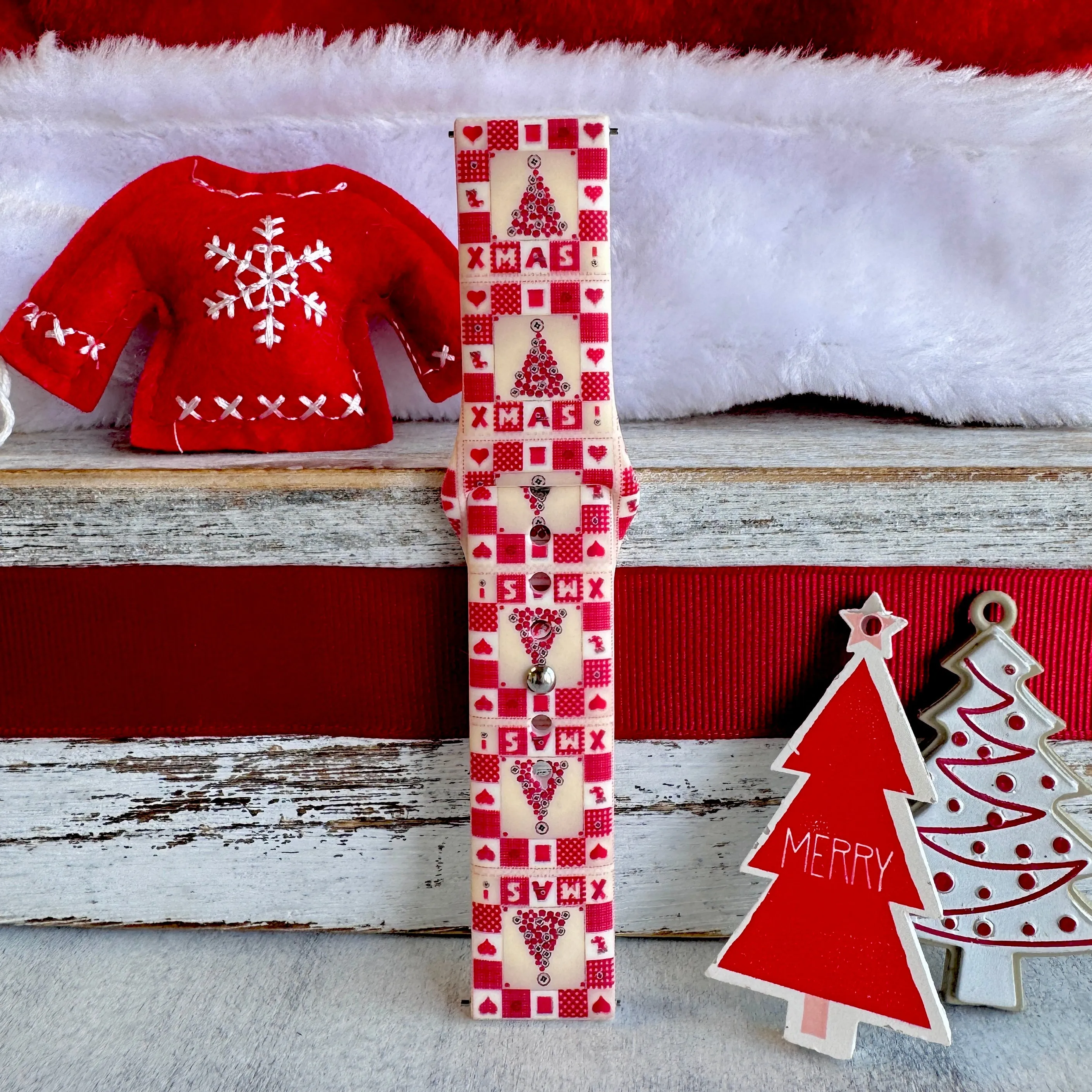 Merry & Bright Quilt Print Silicone Band For Samsung Watch