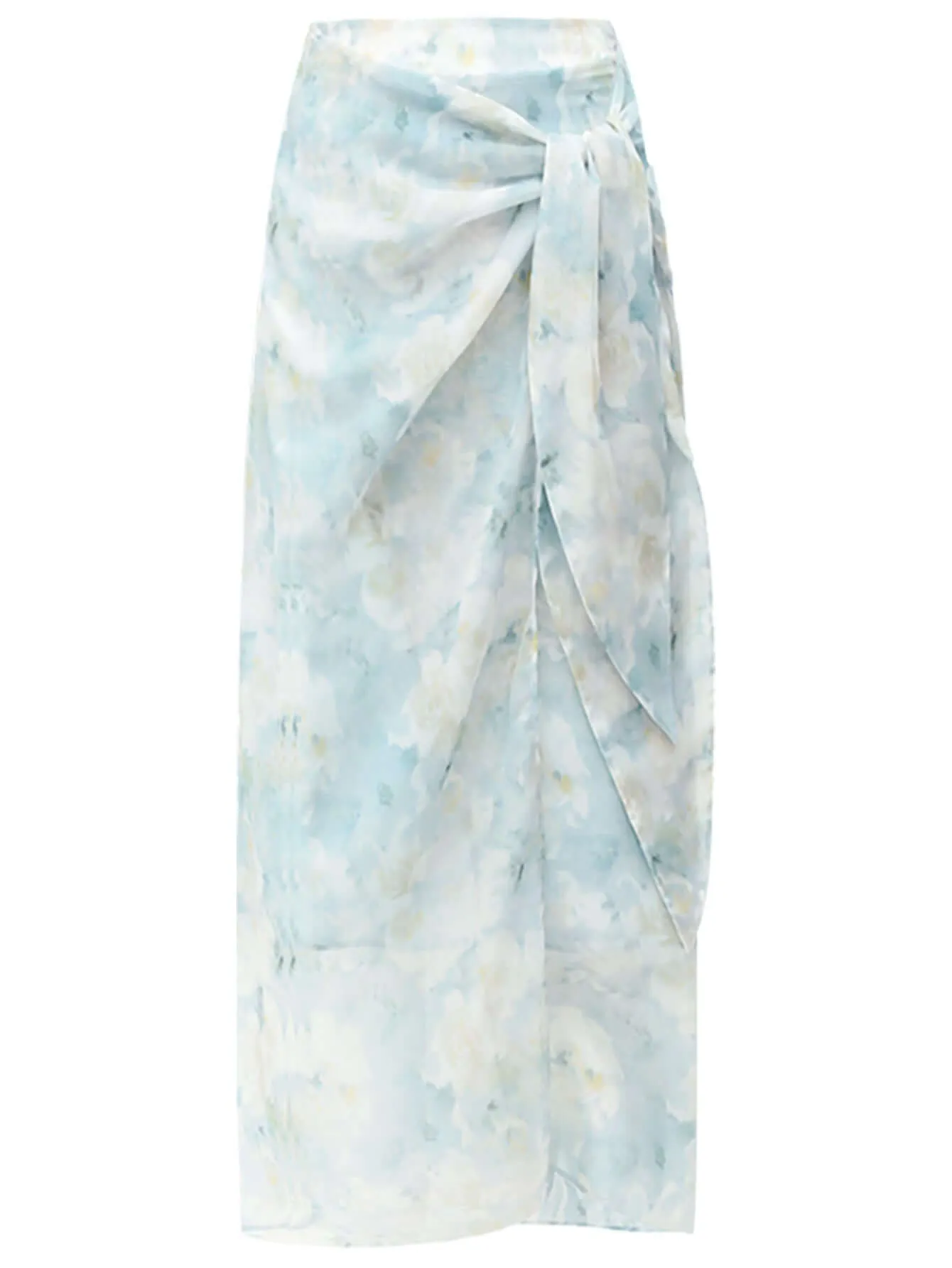 Muted Floral Tie-Dye Wrap Around Skirt