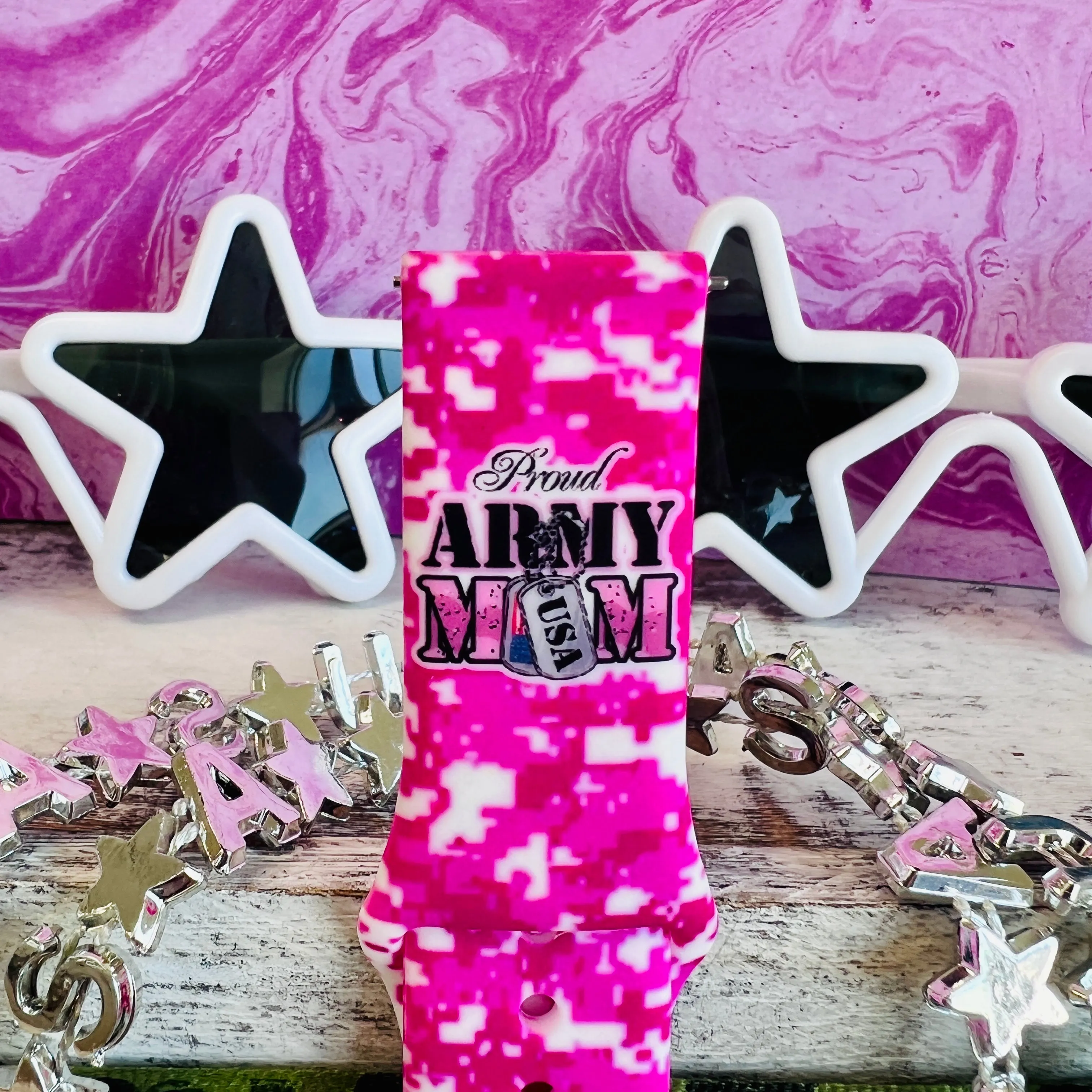 Proud Army Mom Print Silicone Band For Samsung Watch