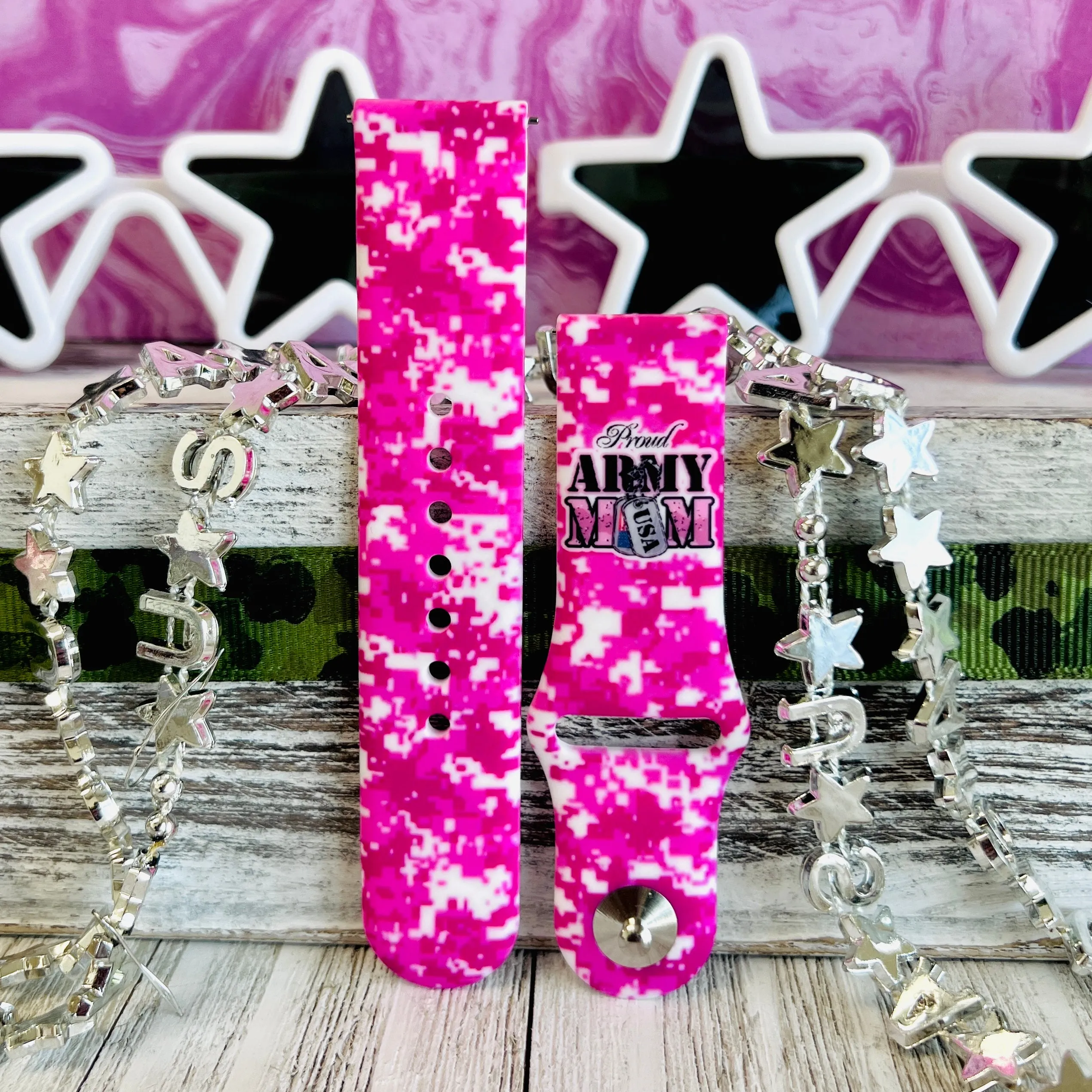 Proud Army Mom Print Silicone Band For Samsung Watch