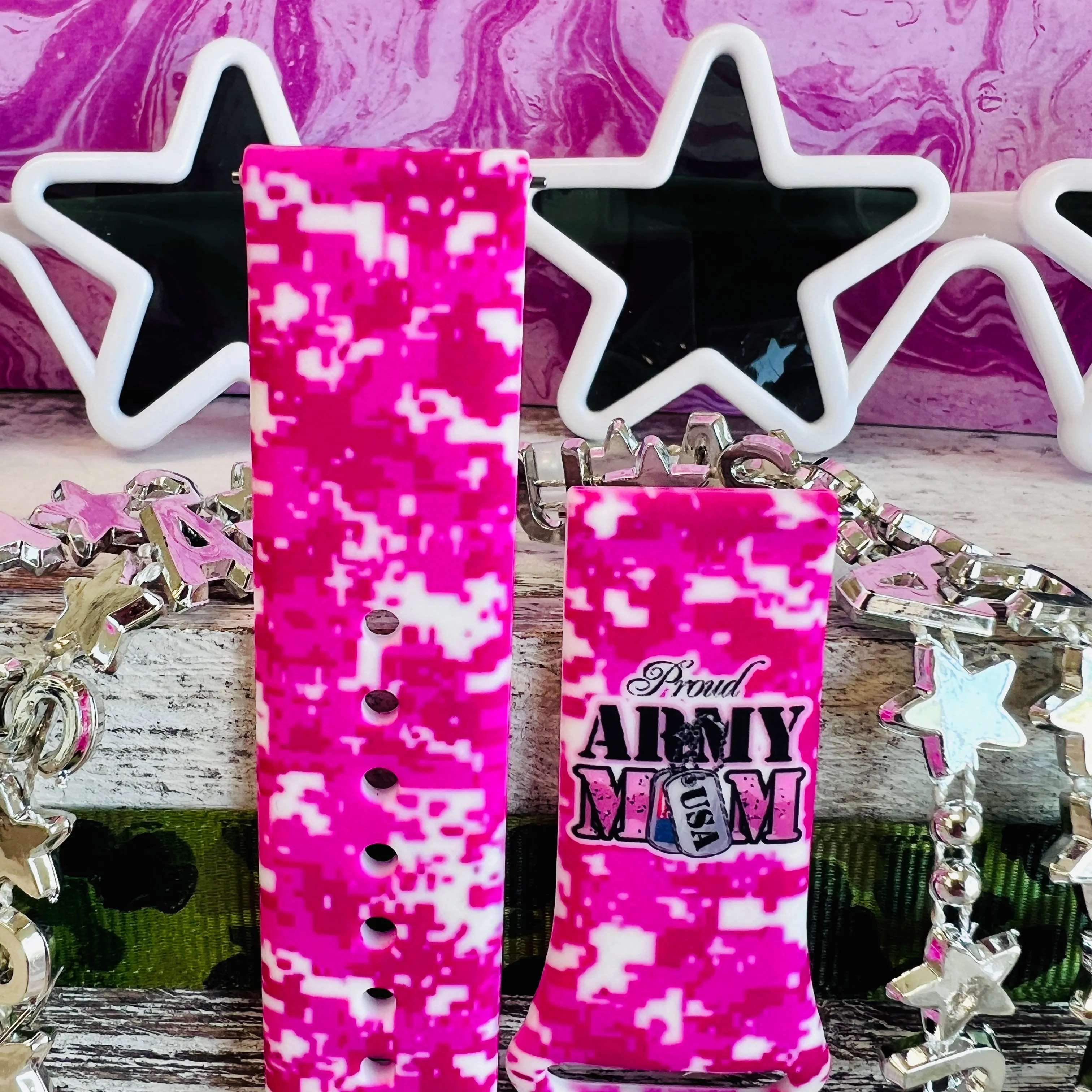 Proud Army Mom Print Silicone Band For Samsung Watch