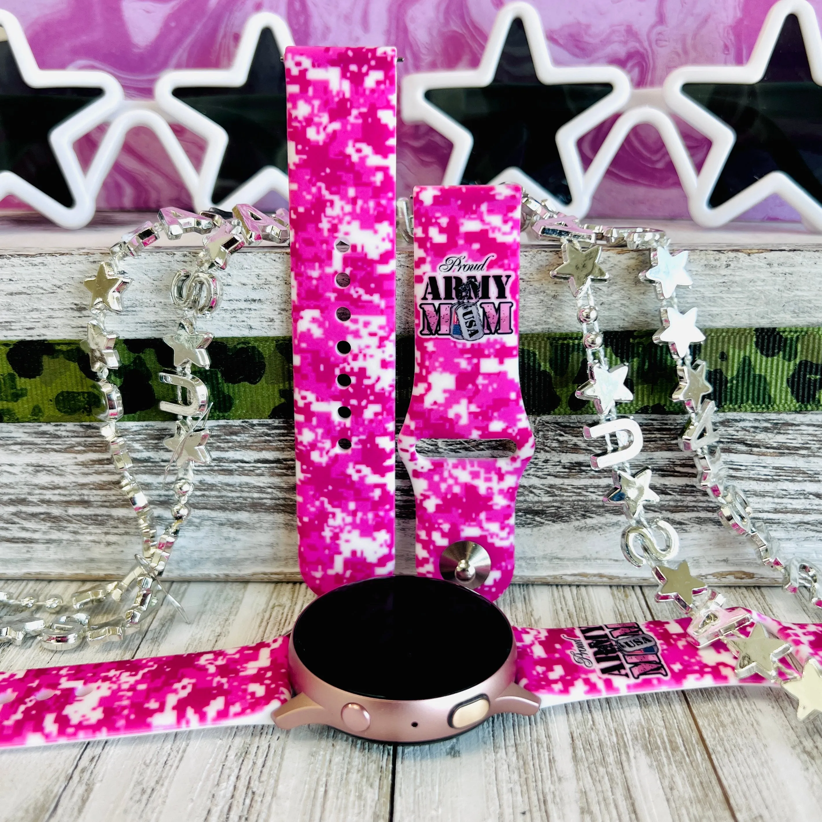 Proud Army Mom Print Silicone Band For Samsung Watch