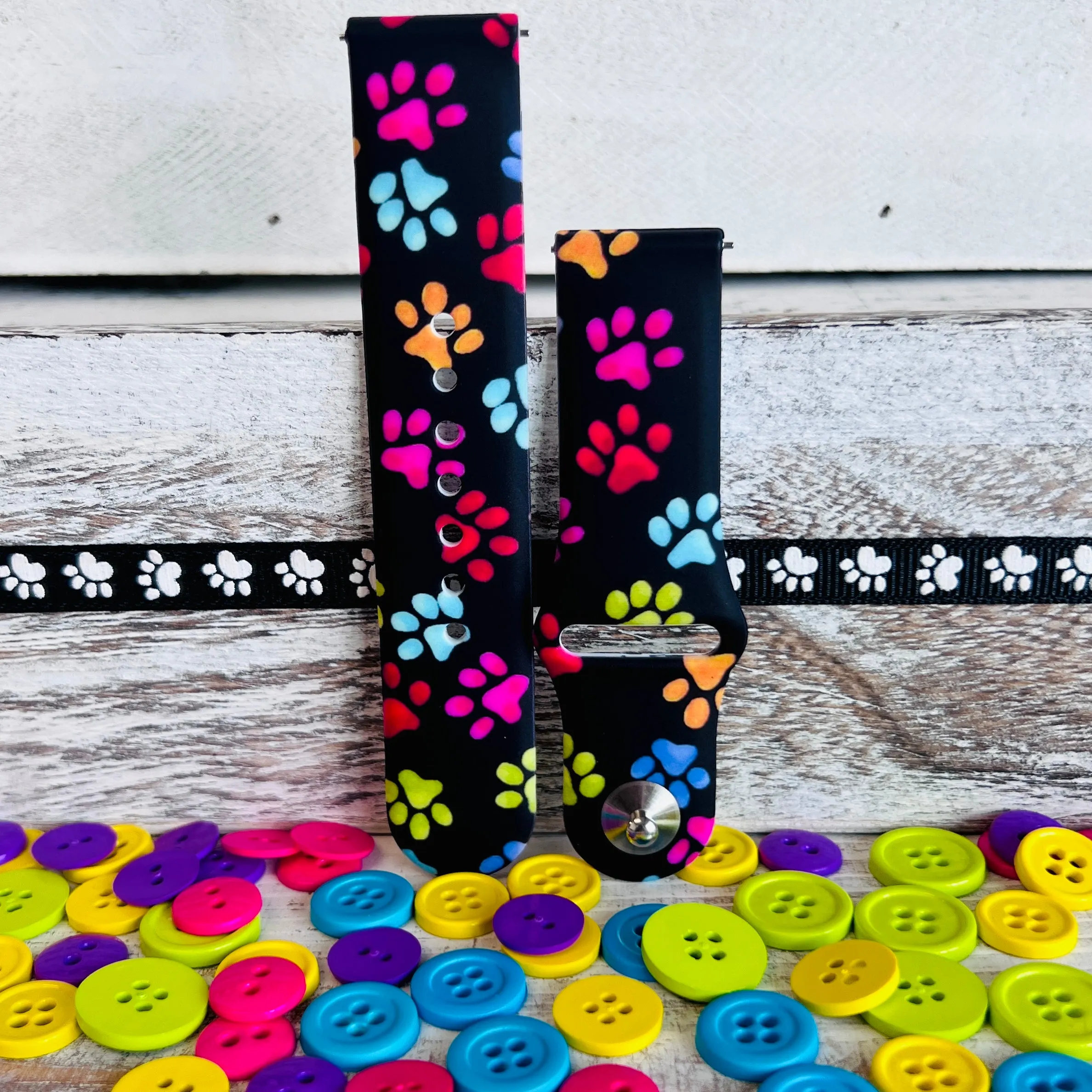 Rainbow Paw Print Silicone Band For Samsung Watch