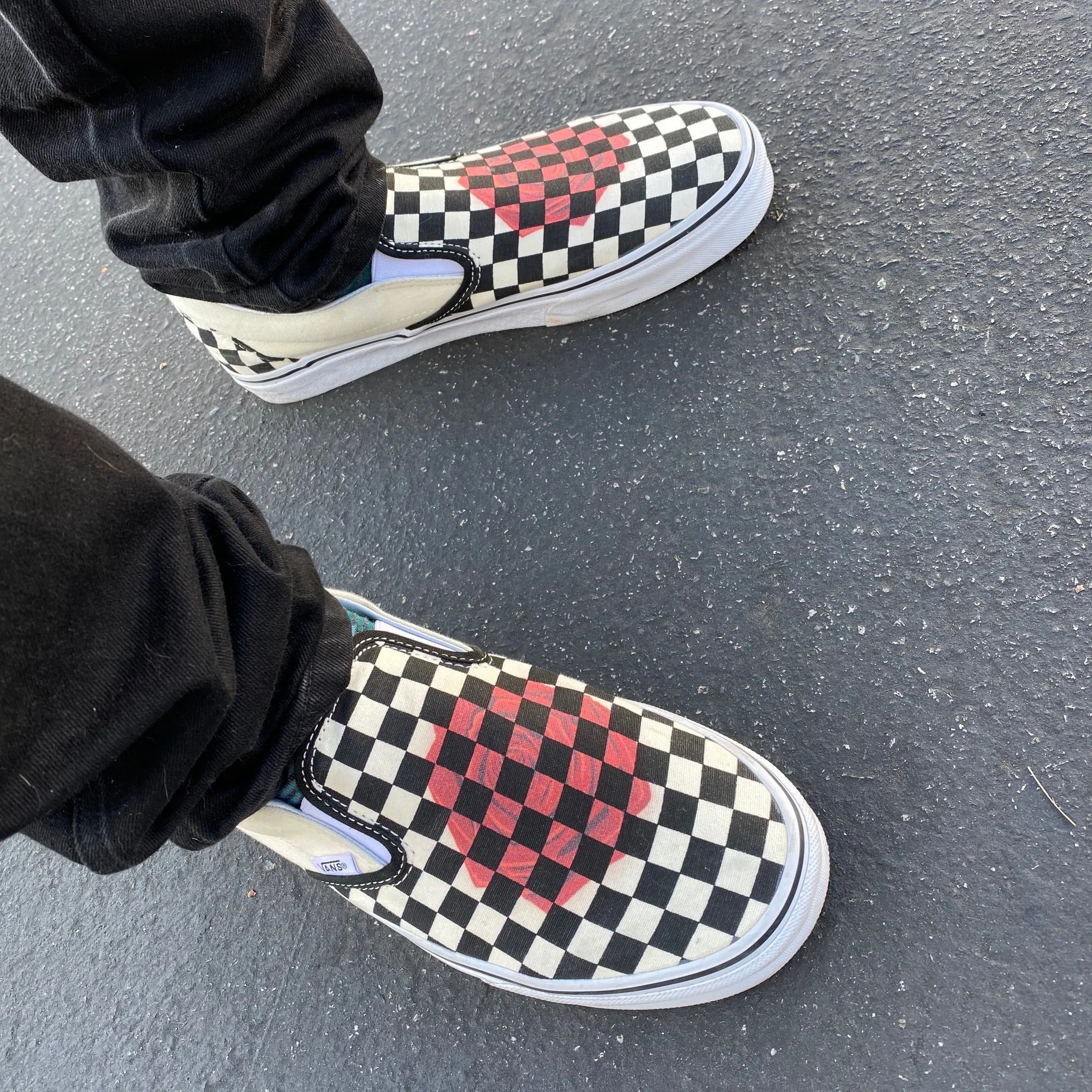 Rose Checkerboard - Custom Slip Ons