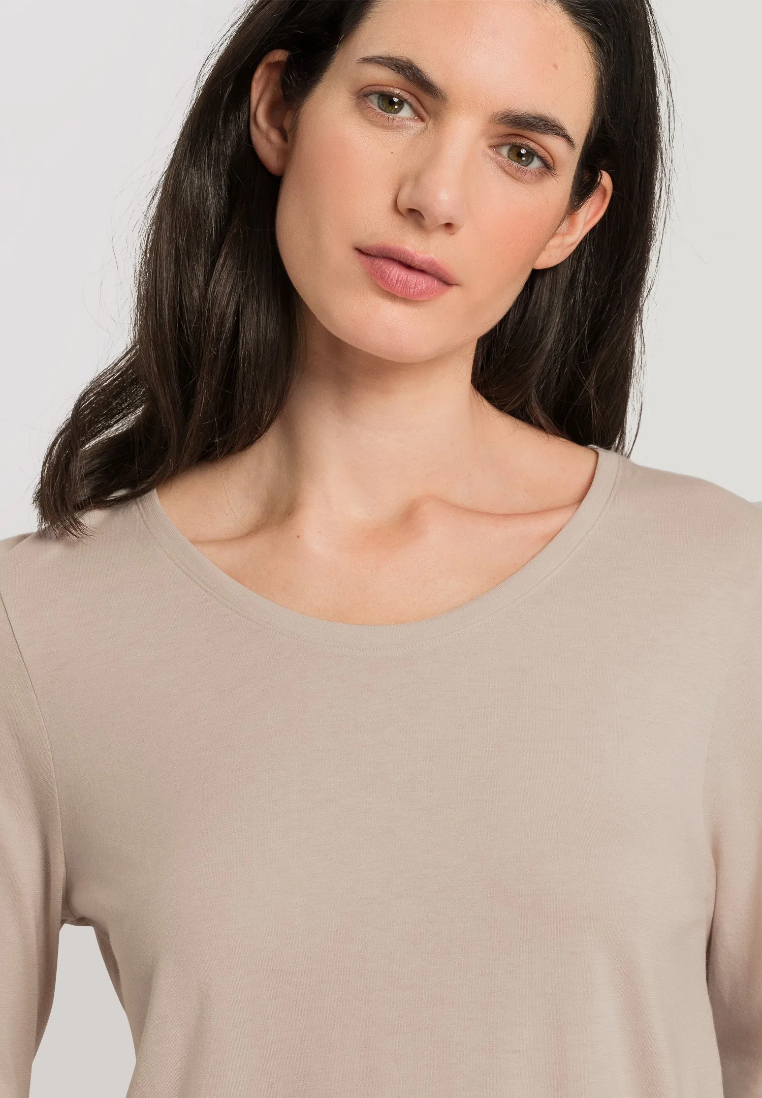 Sleep And Lounge Relaxed Round Neck Top | Pumice 77844-2801
